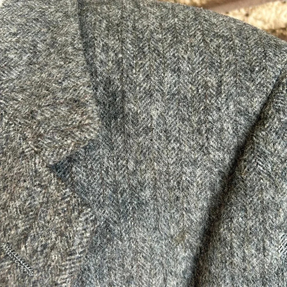 Bill Blass Vintage 100% Camel Hair Gray Brown Herringbone Tweed Blazer - Picture 6 of 8